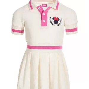 Disney Minnie Mouse Pique Polo Cream/Pink Tennis Dress Preppy Girls 5